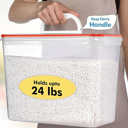 Shazo 2 PC (11L | 372 oz) Flour Sugar Storage Containers with Easy Carry Handle - Plastic Extra Large Food Storage Containers with Lids for Rice Cereal, BPA Free & Airtight Kitchen Pantry Organization - Image 4