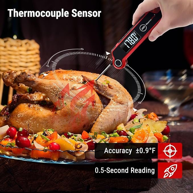 TempPro TP620 Instant Read Meat Thermometer Digital, Cooking Thermometer with Large Auto-Rotating LCD Display, Waterproof Food Thermometer Digital for Kitchen, BBQ, or Grill (Previously ThermoPro) - Image 4