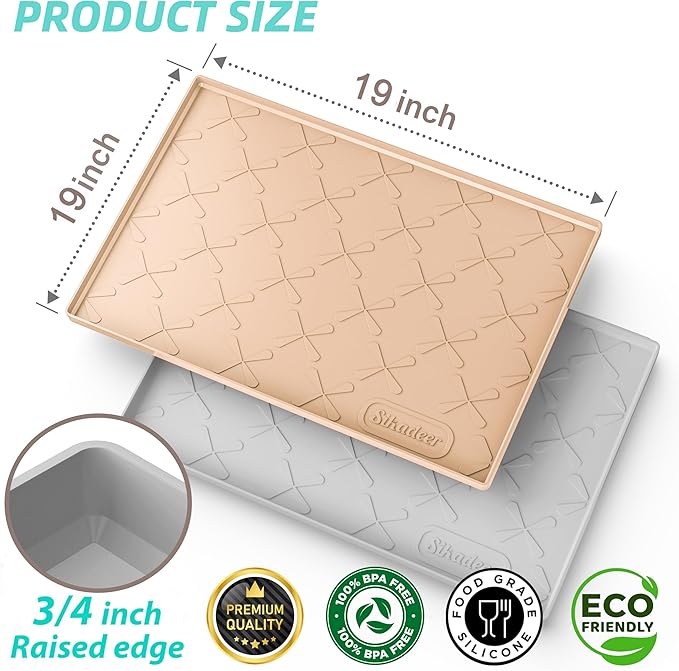 SIKADEER 19" x 19" Under Sink Mat Waterproof, Silicone Mat Kitchen Drawer Shelf and Cabinet Liner, Sink Protector for Kitchen Organizers and Storage, Boot Tray Pet Food Mats - Image 2