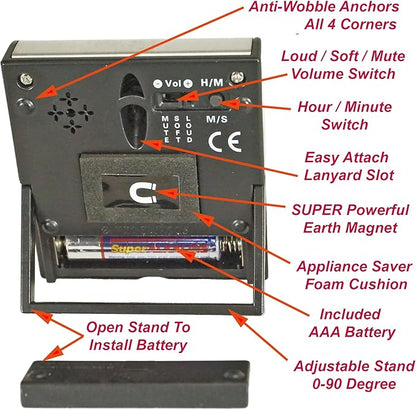 Elegant Digital Kitchen Timer, Stainless Steel Model eT-78, Displays 0-99 Min. or 0-99 Hr., Super Strong Magnet, Volume Switch for Mute/Soft/Loud Alarm, Auto Shut Off, Auto Memory by eTradewinds - Image 5