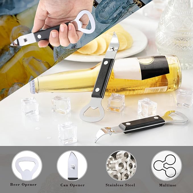 2PCS Bottle Opener, JINLIFA Stainless Steel Manual Can Punch Bottle Cap Beer Bottle Openers, Dishwasher Safe - Image 4