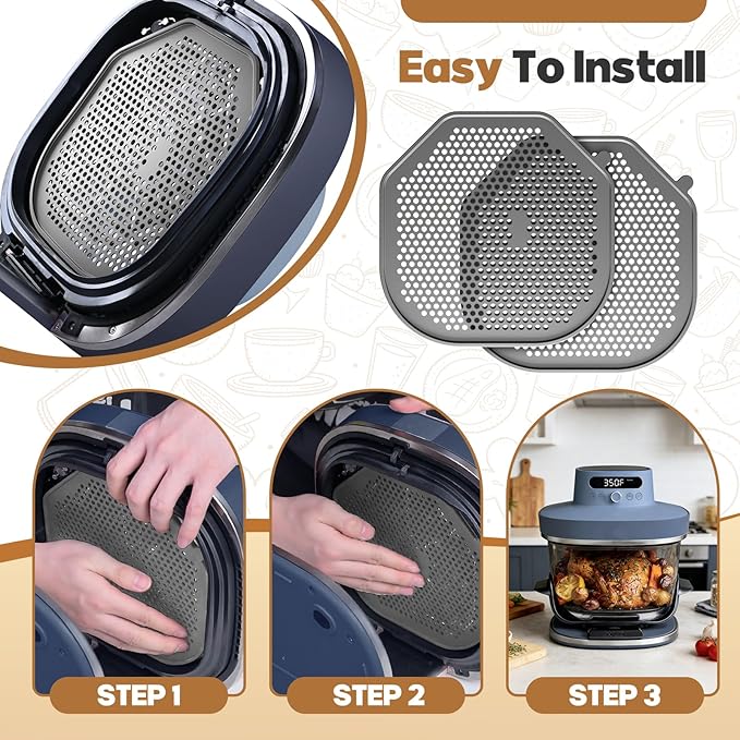 2 PCS Silicone Splatter Shield Heat-Resistant Splash Guard for Ninja Crispi Pro Glass Air Fryer -Replacement Parts AS101CY,Compatible with Ninja Crispi Pro Accessories & Crisp Containers (Grey)
