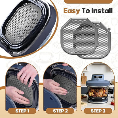 2 PCS Silicone Splatter Shield Heat-Resistant Splash Guard for Ninja Crispi Pro Glass Air Fryer -Replacement Parts AS101CY,Compatible with Ninja Crispi Pro Accessories & Crisp Containers (Grey)
