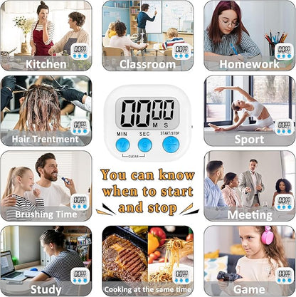 ZILLEEN 12 Pack Kitchen Timers for Cooking Digital Classroom Timers for Kids Teachers White Green Pink - Image 4