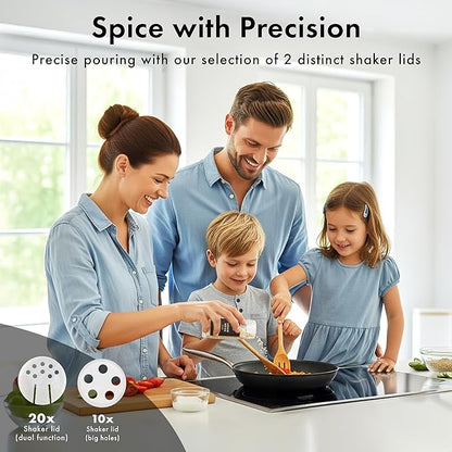 EDELHAUS Glass Spice Jars with Label and Black Lids (24 x 4oz) Spice Containers with 240 Labels, Shaker Inserts, Steel Funnel, Empty Square Empty Square Seasoning Organizer - Image 4
