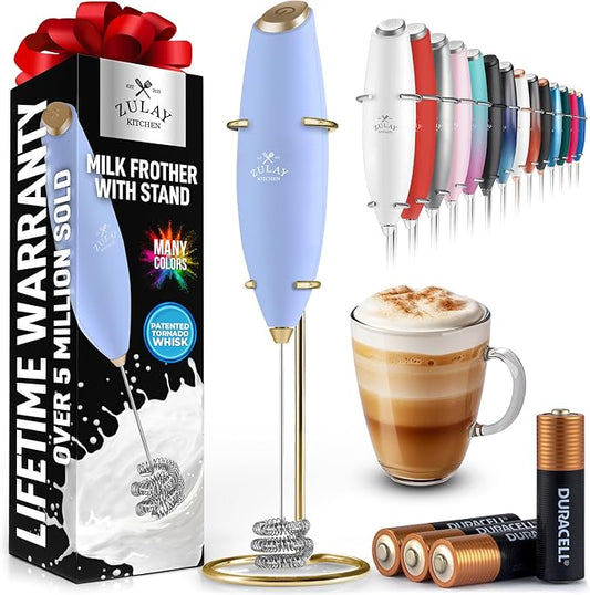 Zulay Kitchen Patented Tornado Triple Whisk Milk Frother with 4 Duracell Batteries – Handheld Foam Maker for Coffee, Lattes, Matcha & Hot Chocolate – Rich, Creamy Froth in Seconds - Lavender by ZulayKitchen