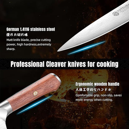 YOTSUBA Japanese Utility Knife, 5 Inch Petty Kitchen Knife, Forged High Carbon German Steel Chef Knives, Paring Knives, Full Tang & Razor Sharp Ergonomic Handle Design with Gift Box