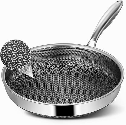 Non Stick Frying Pans, 8-inch Hybrid Frying Pans Nonstick Stainless Steel Skillets, Dishwasher & Oven-Safe, Stay-Cool Handle, PFOA Free Cookware, Compatible with All Cooktops by Vocvee