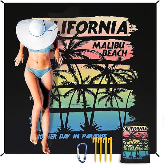 HIHOHO Beach Blanket Waterproof Sandproof Extra Large Beach Mat 79" X 83"/120"x108"for 1-8 Adults Quick Drying Durable Outdoor Picnic Mat for Beach Travel Camping Hiking