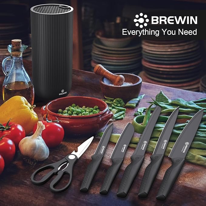 Brewin Knife Set, Kitchen Knife Set, Knives Set for Kitchen, Universal Knife Block, Utility Knife Block Set, New Home Essentials, Apartment Essentials, Dishwasher Safe - Image 2