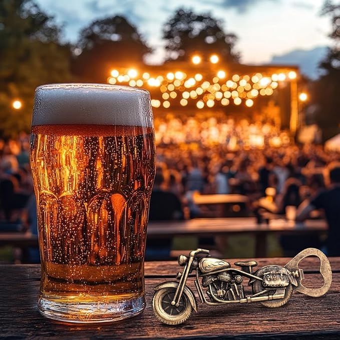 Motorcycle Beer Gifts for Men, Vintage Motorcycle Bottle Opener with Wrapping Paper for Bar Party, Unique Fathers Day Birthday Christmas Gift for Him Dad Grandpa Husband Boyfriend