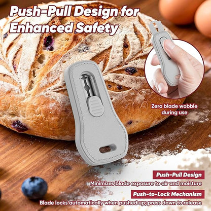 24SHEN Bread Lame, Sourdough Scoring Tool with Extractable & Magnetic, Sour Dough Tools Sourdough Cutter for Homemade Bread Making, Scoring Knife Include 5 Razor Blades-Gray - Image 3