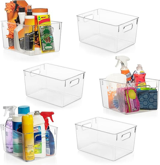ClearSpace Clear Plastic Storage Bins – Pantry Organizers & Storage Containers, Cabinet Organizer - Home Organization Must Haves for Kitchen, Laundry Room, Office, Closet, Garage & Freezer by ClearSpace