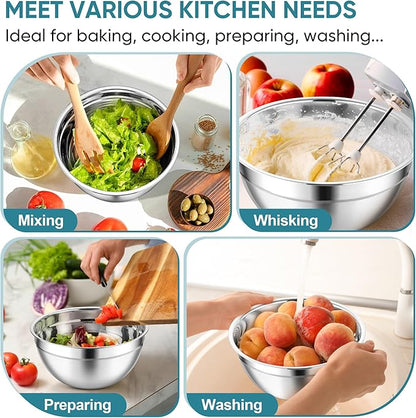 TeamFar Mixing Bowls, 3PCS Stainless Steel Serving Salad Bowls with Lids & 3 Graters, For Kitchen Mixing/Baking/Storing/Prepping, Visible & Airtight, Easy Clean - 4.5/3 / 1.5 QT, Dark Blue - Image 7