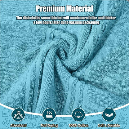 Dish Towels and Dishcloths with Oven Mitts Sets- 100% Cotton Tea Towels for Kitchen- 500 F Heat Resistant Oven Mittens 7.5"x12", Durable Dish Cloths 11.8"x11.8", Absorbent Dish Towels 13.5"x24"
