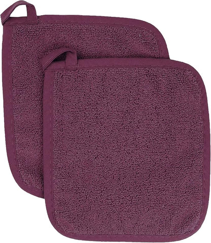RITZ Terry Potholder & Hot Pad: Unparalleled Heat Resistant, Durable 100% Cotton – Ergonomically Designed for Optimal Grip – Easy-Care Machine Washable – 2-Pack, Beet by Ritz+Foodservice