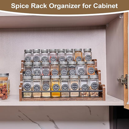 Aminigram Wood Spice Rack Organizer for Cabinet, 3 Tier Spice Shelf Storage, Kitchen Seasoning Organizer for Spice Bottles, Jars, Seasonings, Baking Supplies - Image 2