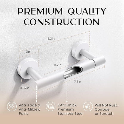 Day Moon™ - Toilet Paper Holder - Modern Roll Holder for Bathroom - 1 Pack - Wall Mount - Classic, White - Image 5
