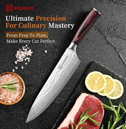 KEEMAKE Chef Knife - 8 Inch High Carbon Stainless Steel Kitchen Knife with Ergonomic Handle, Professional Kitchen Gadgets with Gift Box for Men and Women, Mothers Day Gifts - Image 7