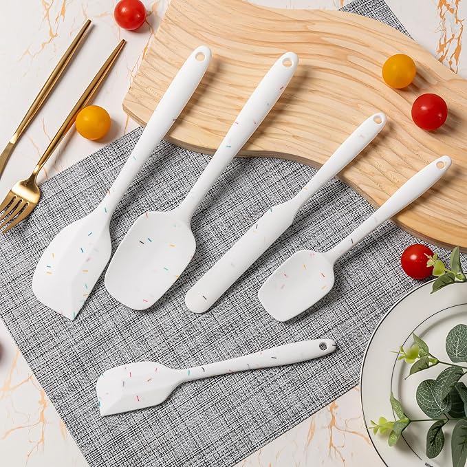 Silicone Spatula Set, 5 Piece Food Grade Rubber Spatulas for Baking, Cooking, and Mixing High Heat Resistant Non Stick Dishwasher Safe BPA-Free (Candy Color) - Image 7