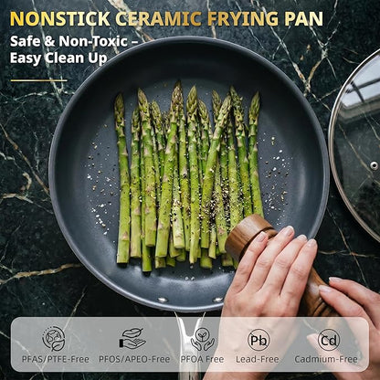 Ciwete 11-Piece Stainless Steel Pots and Pans Set Non Stick, Tri-Ply Stainless Steel Cookware Set, Induction Kitchen Cookware Sets with Steamer Insert & Stay-Cool Handles, Dishwasher, Oven Safe