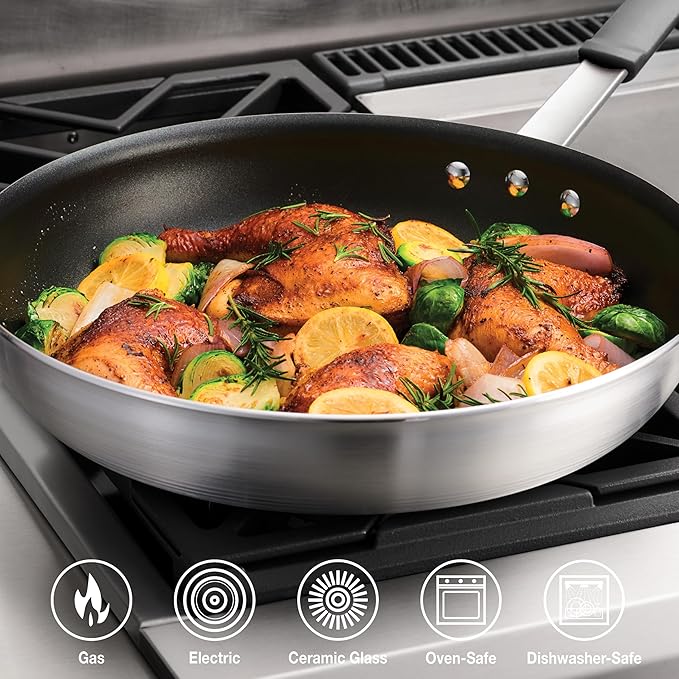 Tramontina Professional 14-Inch Non Stick Extra Large Frying Pan, Heavy-Gauge Aluminum Skillet with Reinforced Nonstick Coating, Gray Handle, Dishwasher and Oven Safe - Image 2