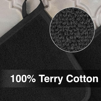 RITZ Terry Potholder & Hot Pad: Unparalleled Heat Resistant, Durable 100% Cotton – Ergonomically Designed for Optimal Grip – Easy-Care Machine Washable – 4-Pack, Black - Image 2