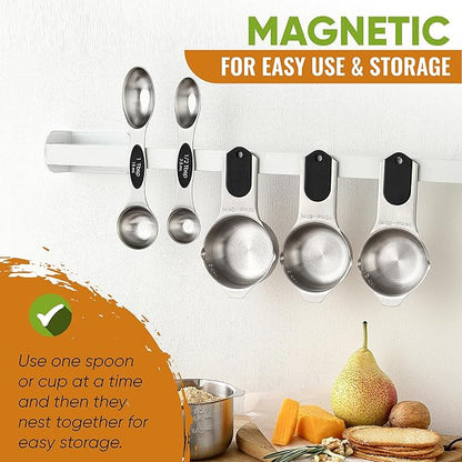 Spring Chef Magnetic Measuring Cups & Spoons Set, Patented, Strong N45 Magnets, Heavy Duty Stainless Steel Fits in Spice Jars for Baking & Cooking, BPA Free, Round Set of 9, Black - Image 4