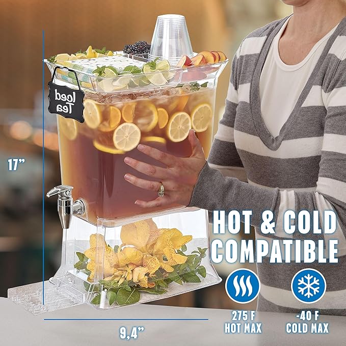 Buddeez Tritan™ Beverage Dispenser with Party Top Lid and Drip Tray - 3 Gallon Drink Dispenser - Drink Dispenser - BPA Free