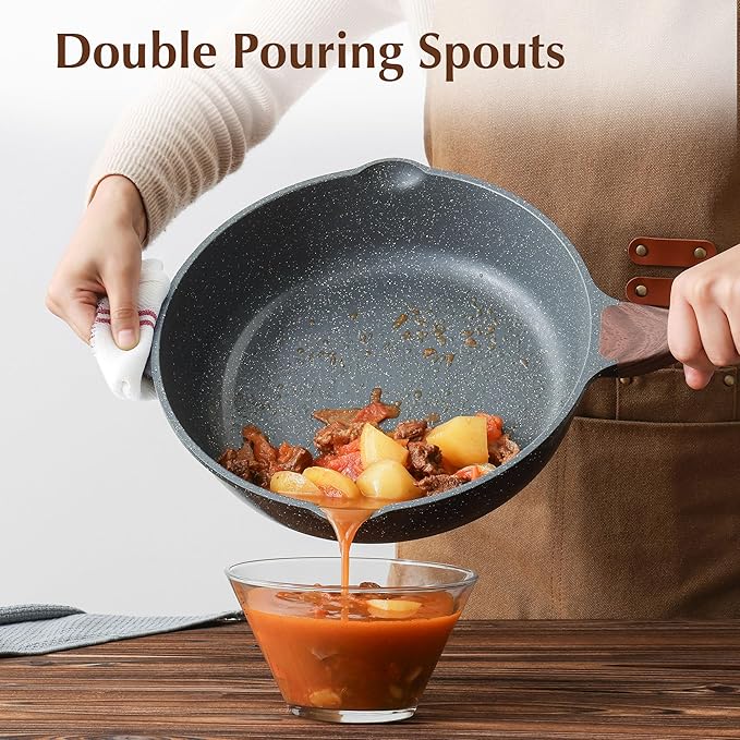 SENSARTE Nonstick Deep Frying Pan Skillet, 11-inch Saute Pan with Lid, Stay-cool Handle, Chef Pan Healthy Stone Cookware Cooking Pan, Induction Compatible - Image 7
