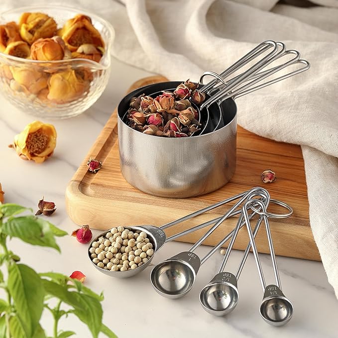 8PCS Measuring Cups, OHOLA Stainless Steel Measuring Cups and Spoons Set, Great for Cooking and Baking - Image 5