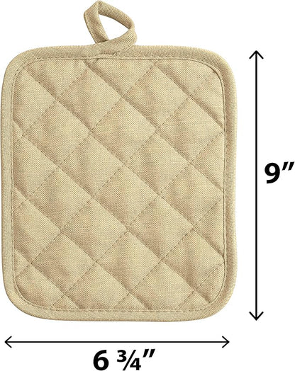 American Linen Pot Holders, Hot Pads, Table Pads for Kitchen and Dining Table, Non Slip Heat Resistant Hot Pot Holder (Sand, 8 Pack)