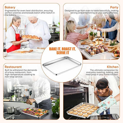 LIANYU Baking Sheet Pans Set of 3, Stainless Steel Cookie Sheets for Baking, 17.5/16/12.4 Inch, Half/Quarter/Jelly Roll Pans for Oven, Mirror Finish Metal Tray, Heavy Duty & Rust Resistant - Image 7