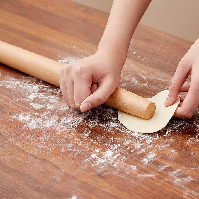 French Rolling Pin for Dough - Fulimax 16" Classic Wood Rolling Pins for Baking, Dough Roller for Fondant Pizza Pie Crust Cookie Pastry Pasta, Kitchen Baking Supplies, Beech Wood - Image 4