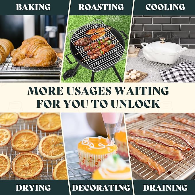 Cooling Racks for Cooking and Baking - 8.5"x12" Oven Safe Premium Stainless Steel Heavy Duty Baking Rack Tight-Wire, Fits Quarter Sheet Pan for Roasting & Grilling & Cooking - 1 Pack - Image 7