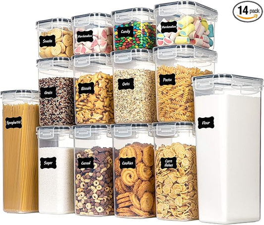 CHEFSTORY Airtight Food Storage Containers Set, 14 PCS Kitchen Storage Containers with Lids for Flour, Sugar and Cereal, Plastic Dry Food Canisters for Pantry Organization and Storage by Chefstory