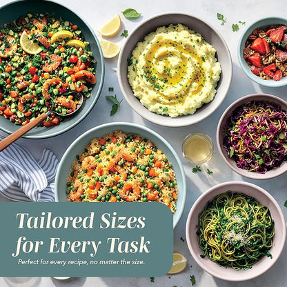 COOK WITH COLOR Mixing Bowls with TPR Lids - 12 Piece Plastic Nesting Bowls Set includes 6 Prep Bowls and 6 Lids, Microwave Safe (Teal) - Image 5