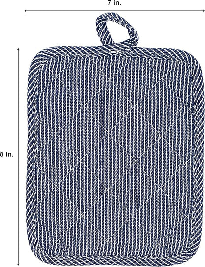American Linen Pot Holders, Hot Pads, Table Pads for Kitchen and Dining Table, Non Slip Heat Resistant Hot Pot Holder (Navy, 8 Pack)