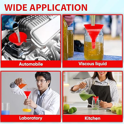 Funnel for Kitchen Use – Red Set in 4 Sizes (122, 101, 76 & 50mm) | Durable, Non-Toxic Food Grade Plastic – Ideal for Filling Bottles, Jars & Containers | Perfect for Kitchen, Garage & Labs - Image 5