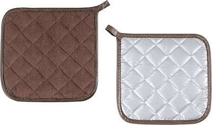Pot Holders Cotton Made Machine Washable Heat Resistant Potholder, Pot Holder, Hot Pads, Trivet for Cooking and Baking (5, Brown) - Image 2
