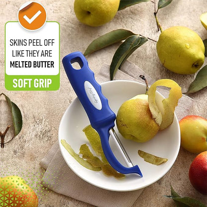 Spring Chef Premium Swivel Vegetable Peeler, Soft Grip Handle and Ultra Sharp Stainless Steel Blades - Perfect Kitchen Peeler For Veggie, Fruit, Potato, Carrot, Apple - Sapphire - Image 4
