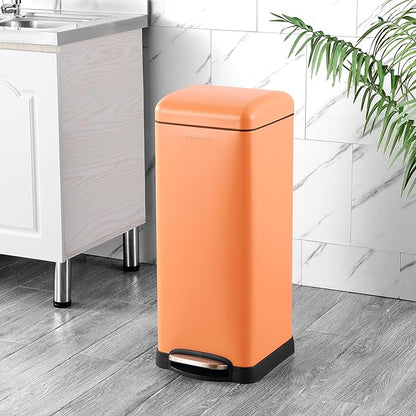 happimess HPM1007G Betty Retro 8-Gallon Step-Open Trash Can, Fingerprint Resistant, Modern, Minimalistic for Home, Kitchen, Laundry Room, Office, Bedroom, Bathroom, Carrot Cake - Image 2
