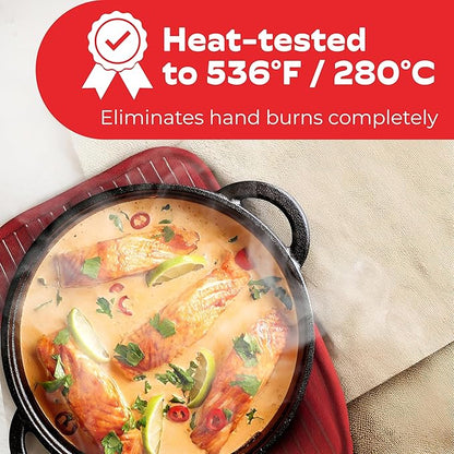 Silicone Pot Holders - Set of 2 Red - 10x3 - Heat Resistant to 536 F / 280 C Kitchen Protectors Hot Pans Baking Professional Grade Cooking Mitts