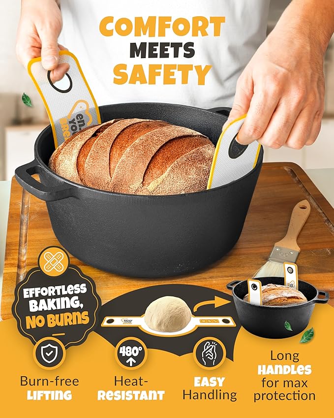 CRUSTLOVE Silicone Bread Sling for Dutch Oven – Non-Stick Sourdough Sling & Baking Mat – Reusable & Easy to Clean – Heat Resistant to 480°F – Silicone Sourdough Sling for Artisan Bread Baking Supplies - Image 5