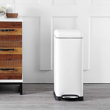 happimess HPM1007A Betty Retro 8-Gallon Step-Open Trash Can with Soft-Close Lid, Fingerprint Resistant, Modern, Minimalistic for Home, Kitchen, Laundry Room, Office, Bedroom, Bathroom, White - Image 2