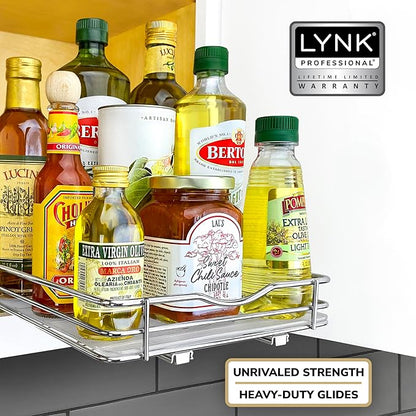 LYNK PROFESSIONAL® Pull Out Spice Organization for Cabinets - 8-3/8 inch Wide – Spice Rack for Inside Cabinets, Slide Out Spice Rack Organizer for cabinet – Pull Out Spice Rack, Sliding 1 Tier Chrome - Image 7