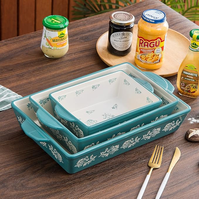 Wisenvoy Baking Dish Ceramic Lasagna Pan Casserole Dish 3-Piece Bakeware Sets Baking Dishes Baking Set Baking Dish Set - Image 7