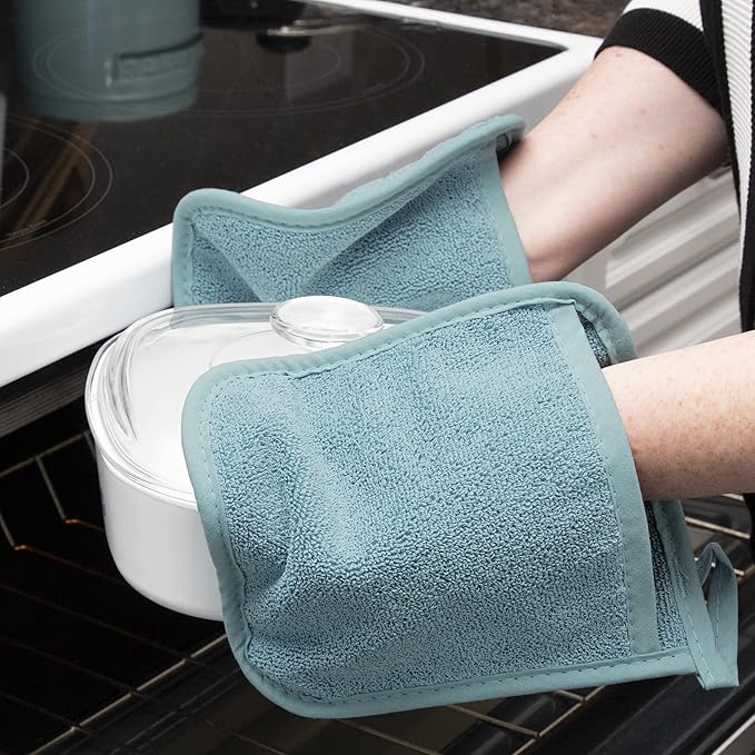 RITZ Terry Pocket Mitt & Hot Pad: Unparalleled Heat Resistant, Durable 100% Cotton – Ergonomically Designed for Optimal Grip – Easy-Care Machine Washable – 2-Pack, Dew - Image 2