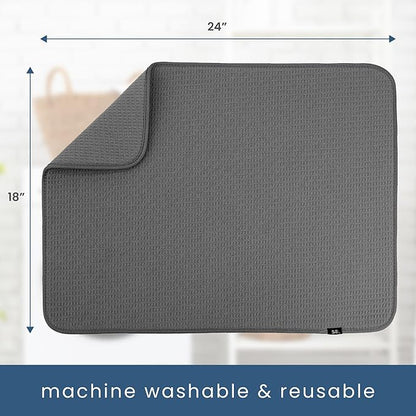 S&T INC. Dish Drying Mat XL 2 Pack, 18” x 24”, Absorbent Microfiber Kitchen Counter Mat, Dish Drying Pad for Dishes, Utensils, Pots and Pans, Extra Large, Charcoal Grey - Image 6