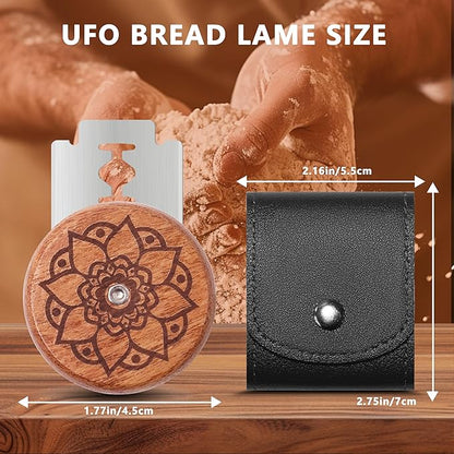 UFO Bread Lame Cutter for Homemade Sourdough,Bread Scorer Tool for Sourdough with 5 Blades and Case,Slashing Tool Bread Cutting Knife for Artisan Bread and Baguette Makers,Lotus-black - Image 2